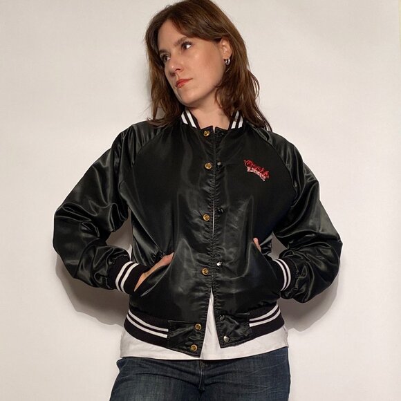 Vintage 1980s COORS LIGHT Beer Embroidered Satin Bomber Jacket! Small to Medium - Picture 6 of 14